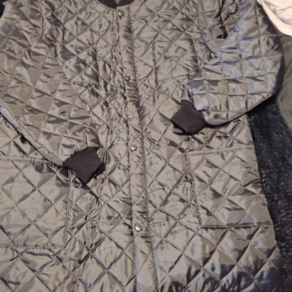 Quilted Button-Front Jacket Black